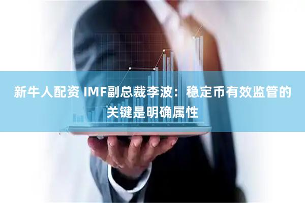 新牛人配资 IMF副总裁李波：稳定币有效监管的关键是明确属性
