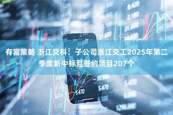 有富策略 浙江交科：子公司浙江交工2025年第二季度新中标且签约项目207个